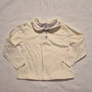 Jojo Maman Bébé girls size 12-18 months cream Peter Pan collar long sleeve shirt